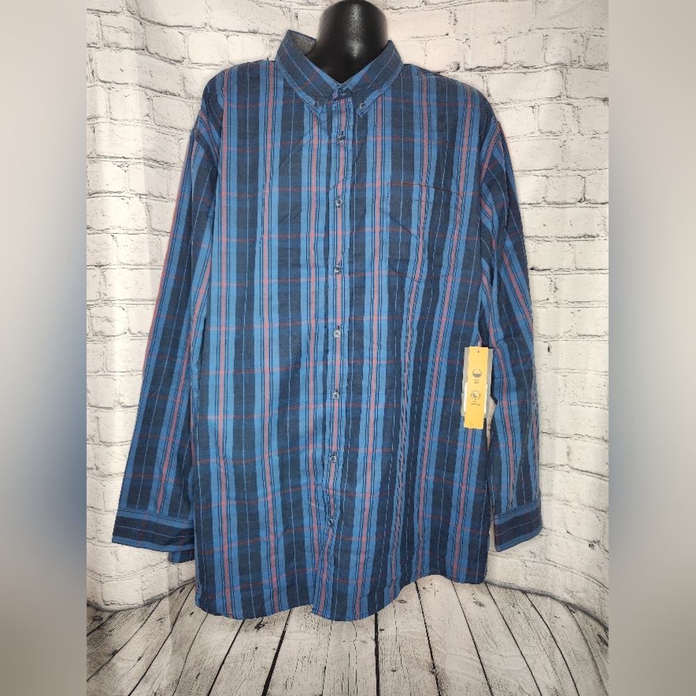 Lee Men's Button Down Plaid Long‎ Sleeve Shirt NWT Size 3XL